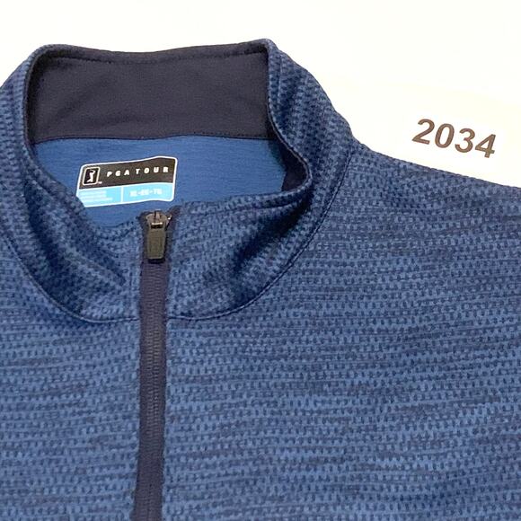 PGA Tour Mens Golf Shirt 2 Tone Blue Sz. XL Quarter Zip Pullover Pockets Sporty - Picture 12 of 12